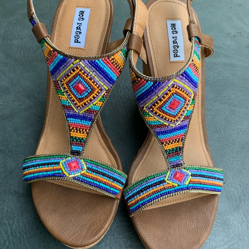 Wedge beaded sandals size 9.5